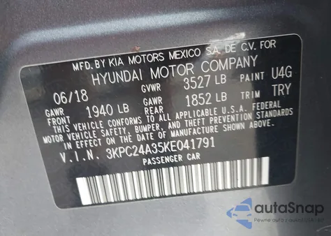 2019 Hyundai Accent Se из США, поврежденный, VIN 3KPC24A35KE041791